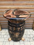 Einmaliges Einzelnstck 190 Liter Bourbon Whisky - Fasstisch mit D.80cm Kunst - Tischplatte Whiskyfass Eichenfass Sthetisch Bistrotisch Tisch