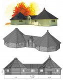 GKF165+165 Doppel 16,5 m2 Grillkota mit 1 x Verbindungsanbau 1,95 x 1,99 m, Fichte fr ca. 40 Personen