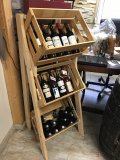 3-er Weinkiste Weinregal Aufsteller aus neuen abgeschliffenen Holz - Weinkisten Prospektenstand Ständer Regal Holzregal