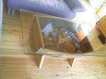 115Liter - Couch Halbfasstisch  - BARONESSA mit Glas-Tischplatte 130x70cm