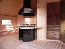 SKF165V2 16,5 m2 Sauna-/ Grillkota Kombi mit Vorraum, Fichte fr ca. 9 Personen