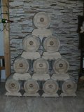 Pyramide aus 3 x 10L Eichenfass innen roh Bttcherware Schnapsfa Holzfass Whyskifass Eichenholzfass