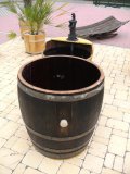 240 Liter dunkles Weinfass Regentonne aus gebrauchtem Eichenfass Holzfass Pflanzkbel Pflanzenkbel  Wasserfass Miniteich